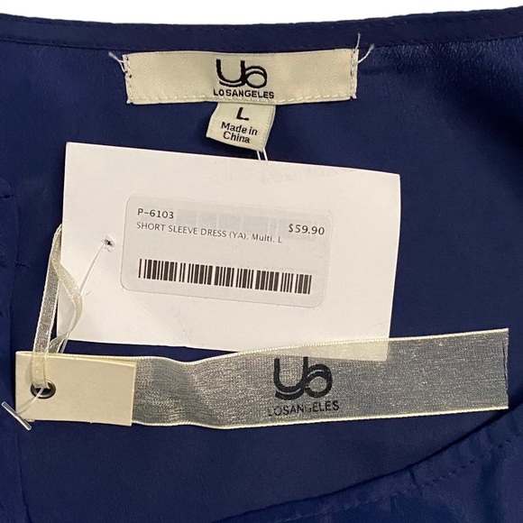 Ya Los Angeles Geometric Graphic Print Boatneck Mini Short Shift Dress Large L - Picture 3 of 15